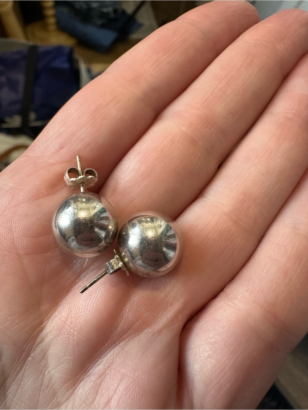 Tiffany & Co. Sterling Silver Ball Stud Earrings - Shiny Silver